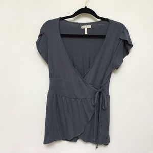 Old Navy Blue Wrap Cap Sleeve Top Size Small Feminine Basic Comfort Stretch